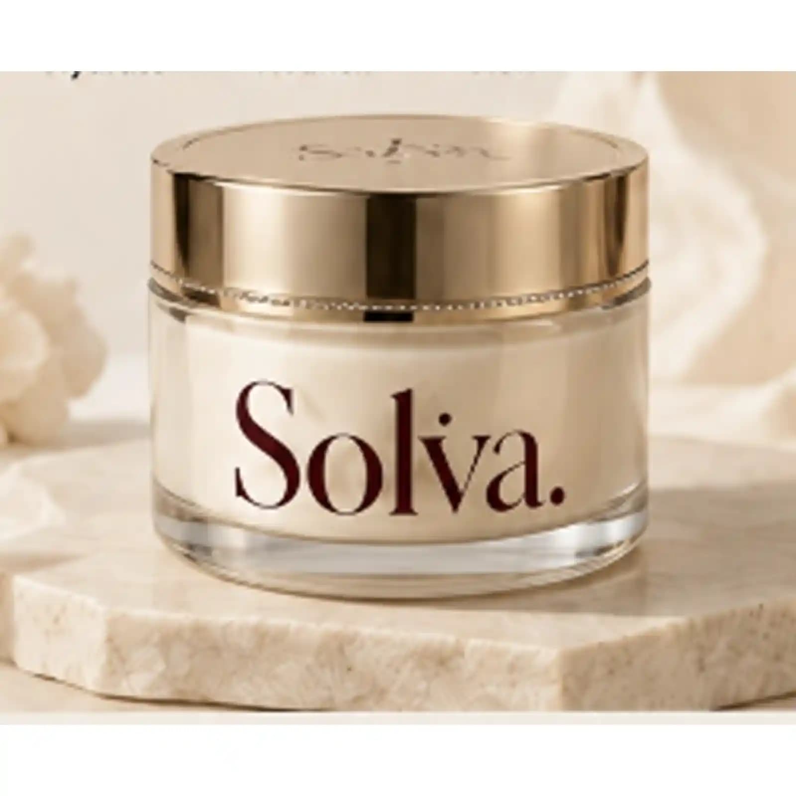 Solva cream jar with champagne-gold lid